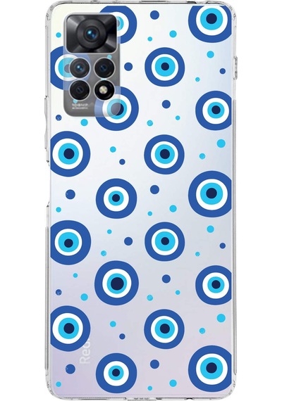 Xiaomi Redmi Note 11 Pro İle Uyumlu Nazar Boncuğu 1 Kamera Korumalı Şeffaf Silikon Kılıf Şeffaf