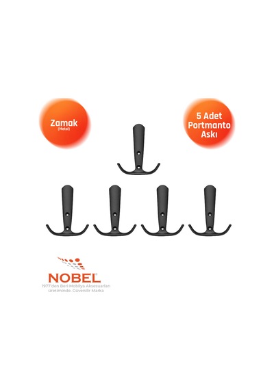 Focus Portmanto Askısı, Metal Vestiyer Askısı, Matsiyah, Duvar Ve Dolap Askılığı 5'li Set Vidalı Matsi Yah