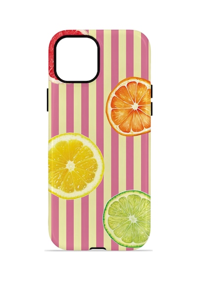 Apple iPhone Uyumlu 15 Plus Vorian Çift Katmanlı Magsafe Kılıf Citrus Fiesta Stripe