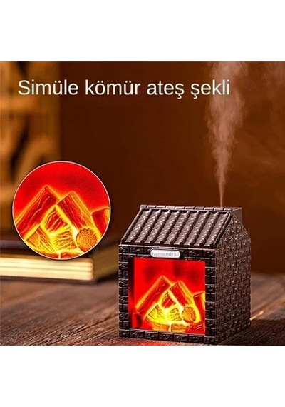 Eima Sx-e354 Dekoratif Led Şömine Alev Efektli Nemlendirici Difüzör & Ortam Lambası