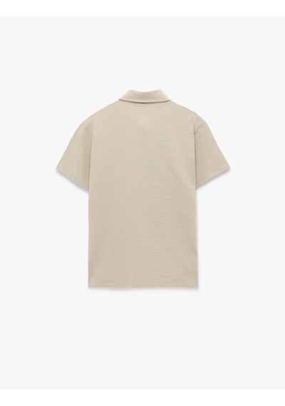 Koton Regular Fit Kısa Kollu Dokulu Pamuklu Polo Yaka Tişört Bej 6sam10078mk Ekru