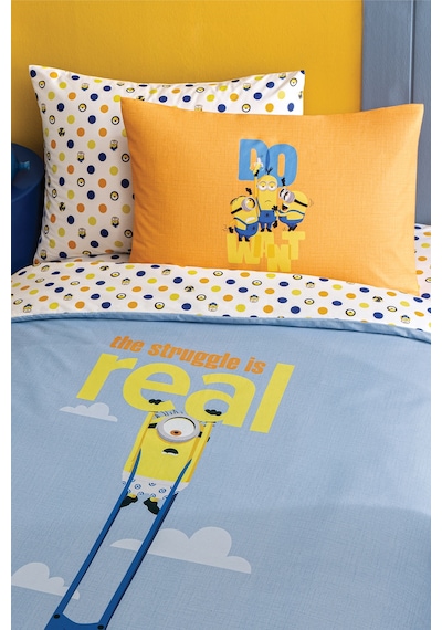 Puffy Minions Do Want %100 Pamuk Tek Kişilik Nevresim Takımı - Indigo