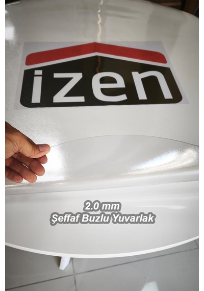 İzen 2,0 Mm Yuvarlak Renksiz Buzlu Şeffaf Pvc Masa Örtüsü Cam, Lake, Mermerde Yapışma İzi Yapmaz