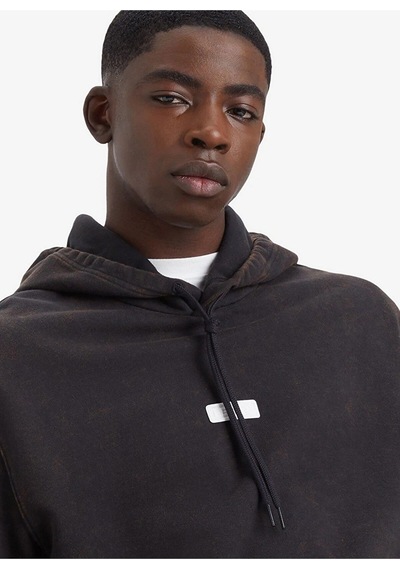 Levi's Erkek Oversize Kapüşonlu Sweatshirt - Vintage Stil - Günlük Kullanım Siyah