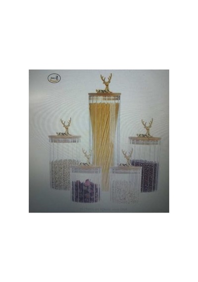 Hava Geçirmez Geyikli Cam Saklama Kavanozu 9x20 Cm, Altın Renk 2.8 L
