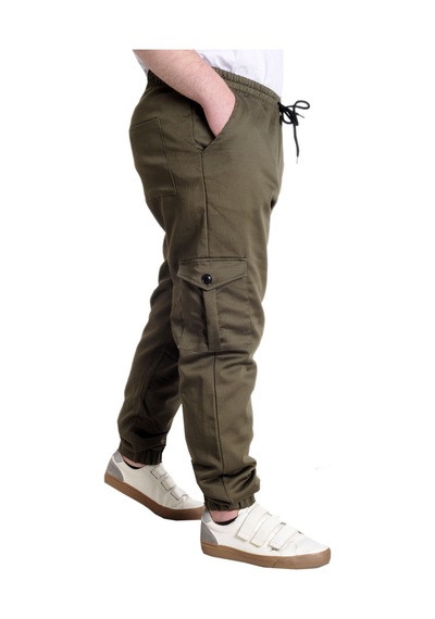 Mode Xl Erkek Pantolon Keten Kargo Cep Jogger Bahar 23912 Haki 001