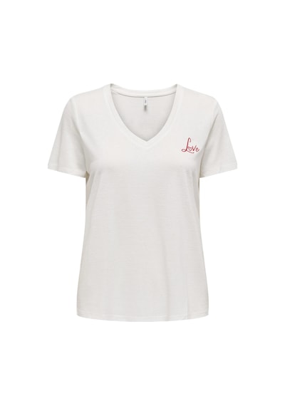 Only Onlnew Belle S/s Love V-neck Top Box Jrs Beyaz