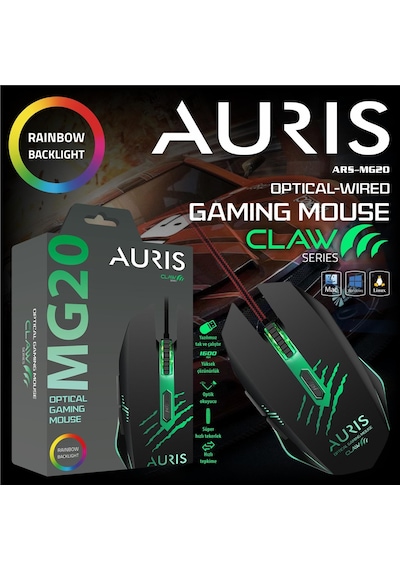 Auris Mg20 Rgb Optik Gaming Kablolu Mouse