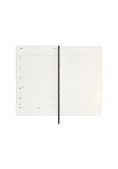 Moleskine 12 Ay Haftalık Ajanda L Boy 13x21 Cm Yumuşak Kapak Siyah Siyah
