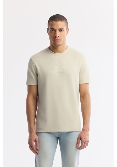 Avva Erkek Bej Bisiklet Yaka Baskılı Bi-stretch İnterlok Regular Fit T-shirt A51y1132