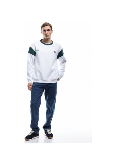 Koton Şardonlu Uzun Kollu Bisiklet Yaka Arkası Baskılı Sweatshirt Beyaz 6wam70047mk Beyaz