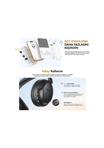 H2s Lite 6.0 Bluetooth Kulaklık Enc Net Çağrı - Çift Cihaz 40 Mm Dinamik Sürücü - 60 Saat Dinle Siyah