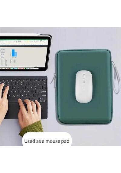 Bölmeli Tablet Ve Notebook İçin Dayanıklı Koruma Kılıfı Taşınabilir Çanta Yeşil