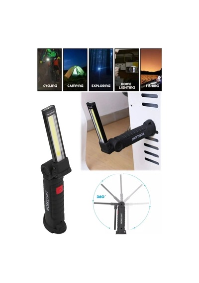 Ragarigo Mıktatıslı Oto Tamirci El Feneri Kamp Feneri Askılı Usb Şarjlı Siyahturuncu
