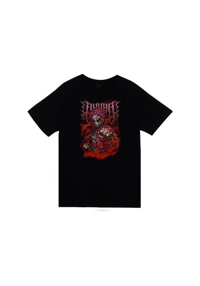 Demon Slayer Anime Baskılı Unisex %100 Pamuk Siyah T-shirt SIYAH