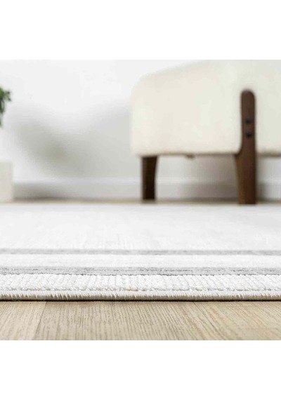 Beyaz Gri Dikdörtgen Bordürlü Modern Halı - Ng5113av