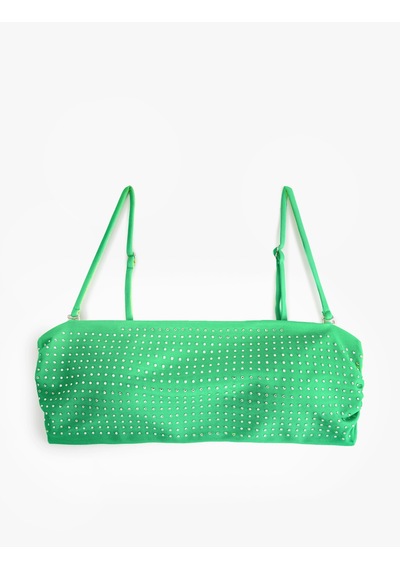 Koton Straplez Taş Baskılı Bikini Üstü Yeşil 4sak10166mm Yeşil