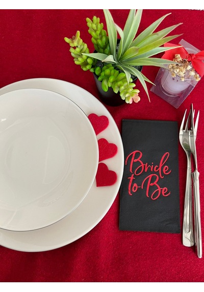 Kırmızı Yaldızlı Siyah Bride To Be Peçete 16 Lı