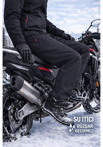 Vatan Tekstil İçi Polarlı Kışlık Softshell Rüzgar Geçirmez Su İtici Kumaş Erkek Motorcu Pantolonu