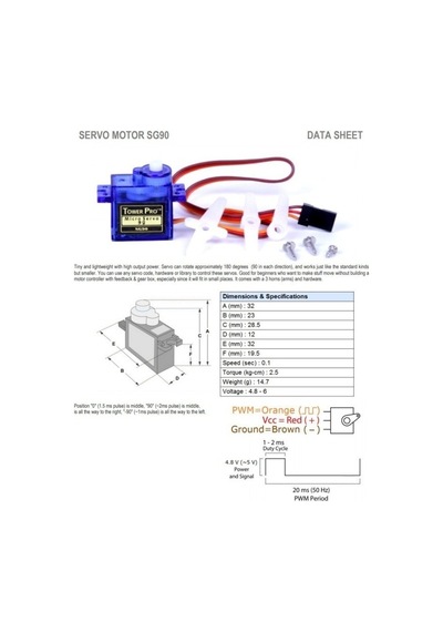 Sg90 Servo Motor Tower Pro 180 Derece