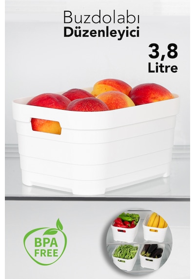 3800 Ml Buzdolabı Düzenleyici - Mutfak Banyo Dekoratif Dolap İçi Çok Amaçlı Organizer Beyaz Beyaz