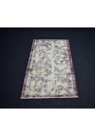 Zehra Abla Halı Vintage El Dokuma Serpme Çiçekli Eskitme Lüks Yün Salon Halısı 6938 Çok Renkli