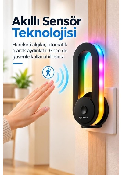 Delux Serisi Gece Lambası Lw43 Siyah Salon Işığı Dekor Aydınlatma Priz Armatürü