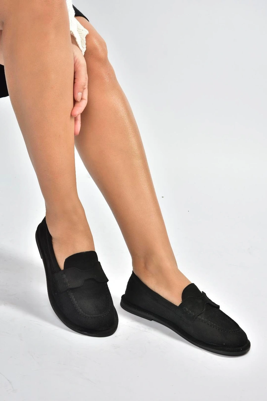 Fox Shoes V846872102 Siyah Süet Günlük Kadın Ayakkabı Siyah-süet