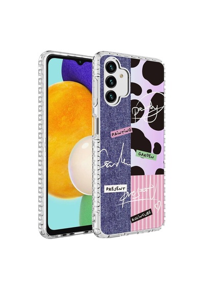 Samsung Galaxy Uyumlu A04s Kılıf Airbag Kenarlı Renkli Desenli Silikon Zore Elegans Kapak
