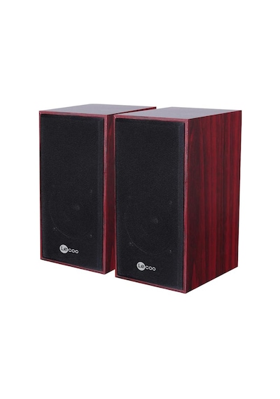 Lecoo, Ds105 6w Ahşap Gövdeli Masaüstü Stereo Hoparlör - Usb + 3.5mm Jack Girişli Pc Hoparlörü