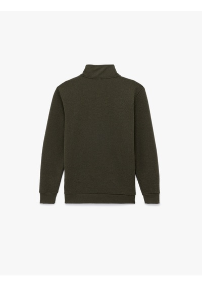 Koton Regular Fit Uzun Kollu Fermuar Detaylı Dik Yaka Sweatshirt Haki 7wam70009mk
