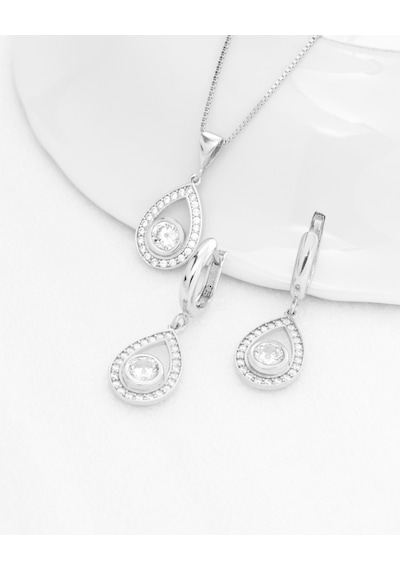 Brezza Lusso Jewelry Dia Serisi Lusso Su Damlası Model Kadın Kolye Küpe Seti