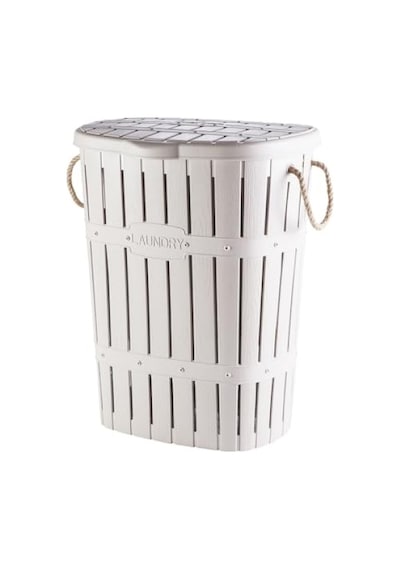Hafif Plastik Bambu Halatlı Kirli Çamaşır Sepeti, 65 L Açık Bej