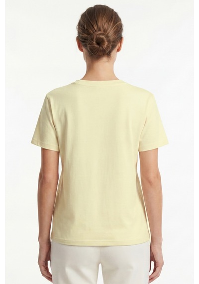 Goffra Kadın Vision V Yaka Premium Kalite Yoğun Dokulu Pamuklu T-shirt Sarı W102-r0220-03