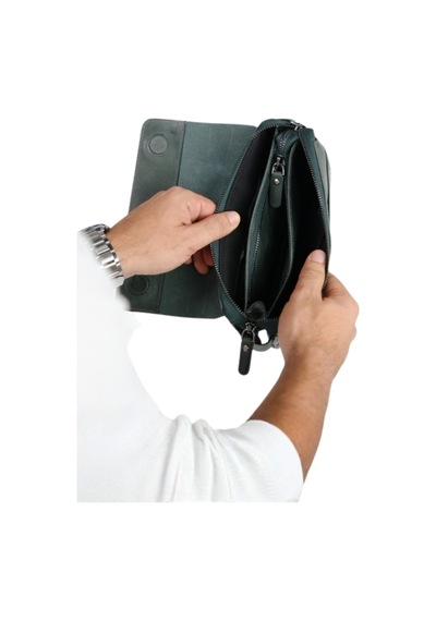 Mft Leather Hakiki Deri Unisex El Çantası Boliva 9874 Tiguan Haki
