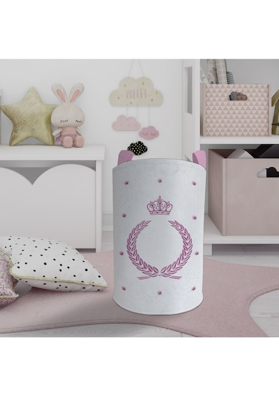 Mekta Home Bebek Ve Çocuk Odası Taç Çelenk Ve Yıldız Desenli Oyuncak Sepeti Renkli Çok Renkli