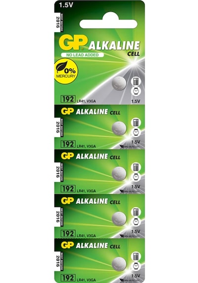 GP 192 LR41 1.5V Alkalin Blister Düğme Pil 5'li