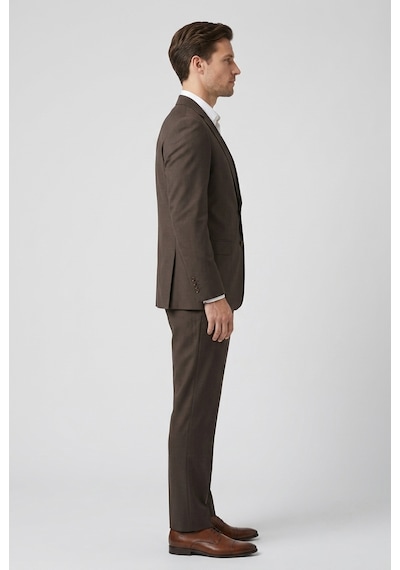 Bihan Store Erkek 4 Drop Diplomat Desen Ceket Pantolon Takım - Kahverengi