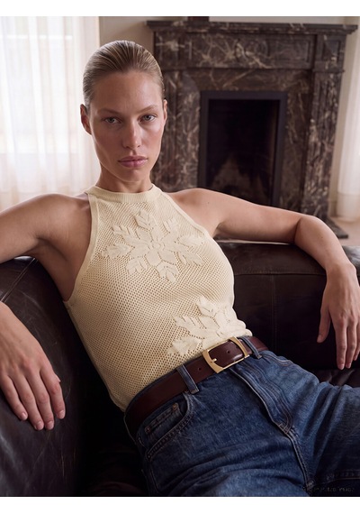 Lcw Vision Ekru Halter Yaka Ajurlu Triko Bluz