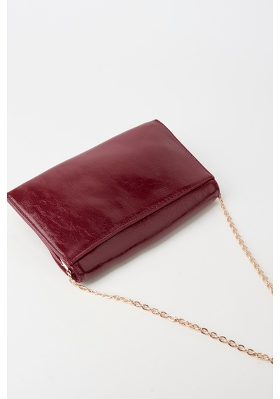 Vivaq Kadın Bordo Zarf Tasarım 2 Bölmeli Mini Zincir Askılı Çıt Çıt Kapama Clutch Ve El Çantası