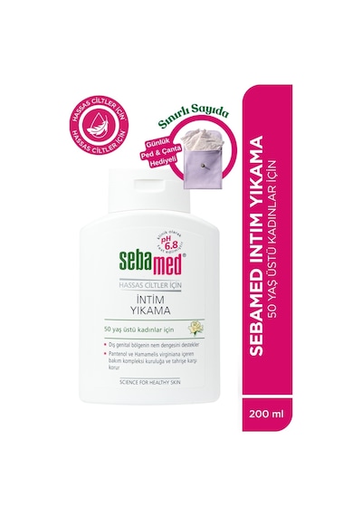 Sebamed 50+ Yaş Hassas Ciltler için İntim Yıkama Jeli 200 ML + Ped Çantası