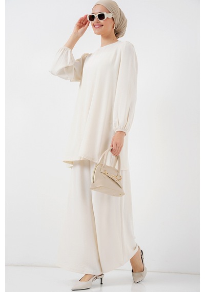 Bigdart Ayrobin Tunik Pantolon Alt Üst Takım 6712 - Ekru