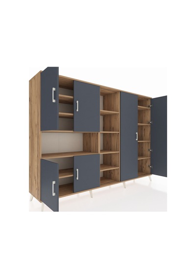 Hyperion Dolap 13 Raflı 6 Kapaklı 220x44x163 Çam-antrasit/çam Çam-antrasit/çam Hyperion Dolap 13 Raflı 6 Kapaklı 220x44x163 Çam-antrasit/çam Çam-antrasit/çam