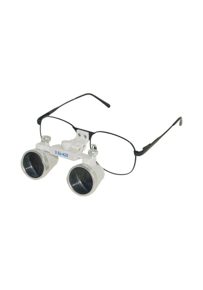 Hiperlupa St375 İnce Çerçeve Cerrahi Loupes Büyüteç Gözlük 3.5x420 Değişken Pupil Mesafeli Beyaz