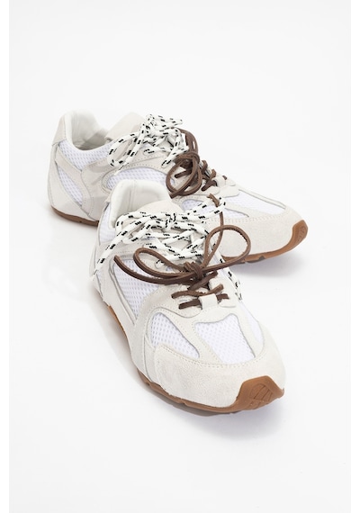 Luvishoes Serena Beyaz Süet Hakiki Deri Fileli Kadın Spor Ayakkabı Beyaz