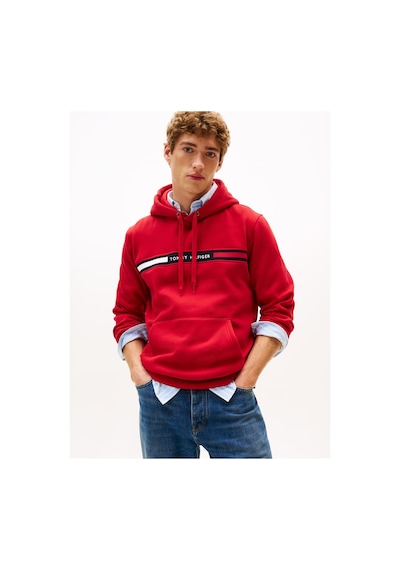 Tommy Hilfiger Hılfıger Chest Insert Hoody Erkek Kırmızı Sweatshirt - Mw0mw37361