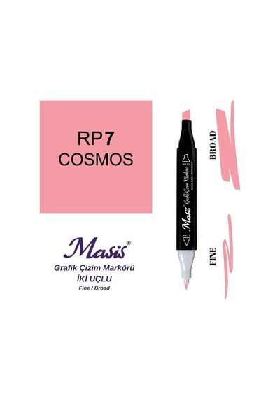 Çift Uçlu Marker Grafik Çizim Kalemi 7 Kozmos Çiçeği