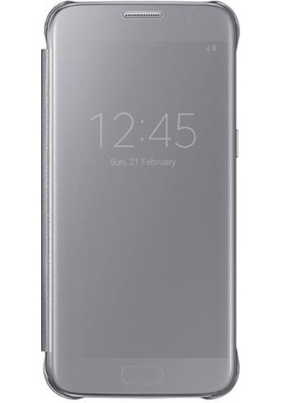 Galaxy S7 İle Uyumlu Clear View Cover Kılıf Gümüş Ef-zg930csegww Siyah