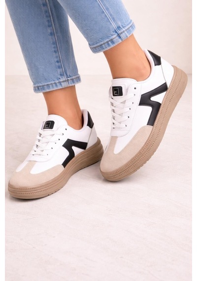 Unisex Rahat Taban Bağcıklı Sneaker Ayakkabı Beyaz