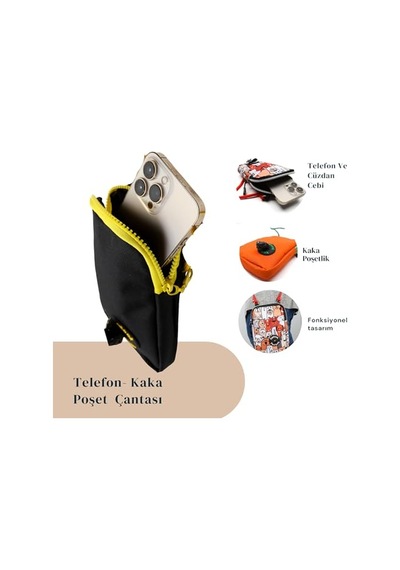 Design Cep Telefonu Çantası Dışkı Poşeti, Fermuarlı, Gizli Poşet Gözü, Köpek Gezdirme İçin İdeal,siyah